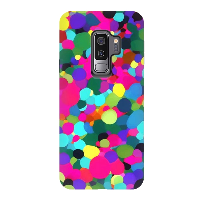 Galaxy S9 plus StrongFit A Mess of Colors, Eclectic Colorful Water Balloons, Fun Party Confetti Polka Dots Painting by Uma Prabhakar Gokhale