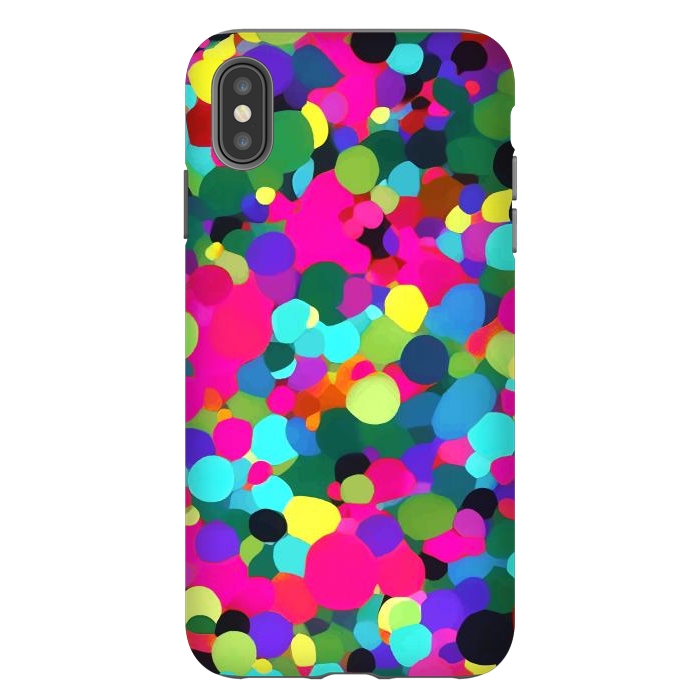 iPhone Xs Max StrongFit A Mess of Colors, Eclectic Colorful Water Balloons, Fun Party Confetti Polka Dots Painting by Uma Prabhakar Gokhale
