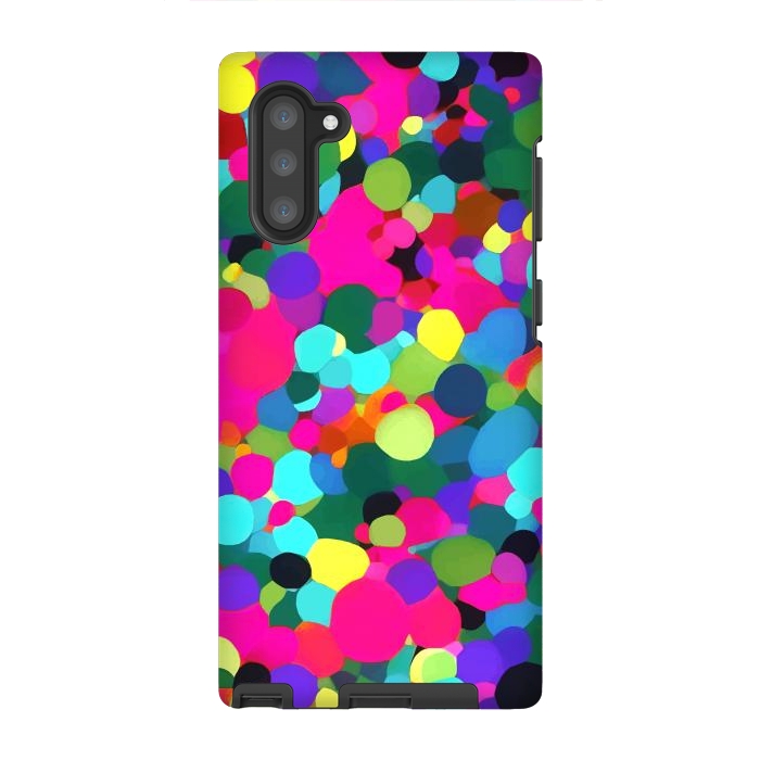 Galaxy Note 10 StrongFit A Mess of Colors, Eclectic Colorful Water Balloons, Fun Party Confetti Polka Dots Painting by Uma Prabhakar Gokhale