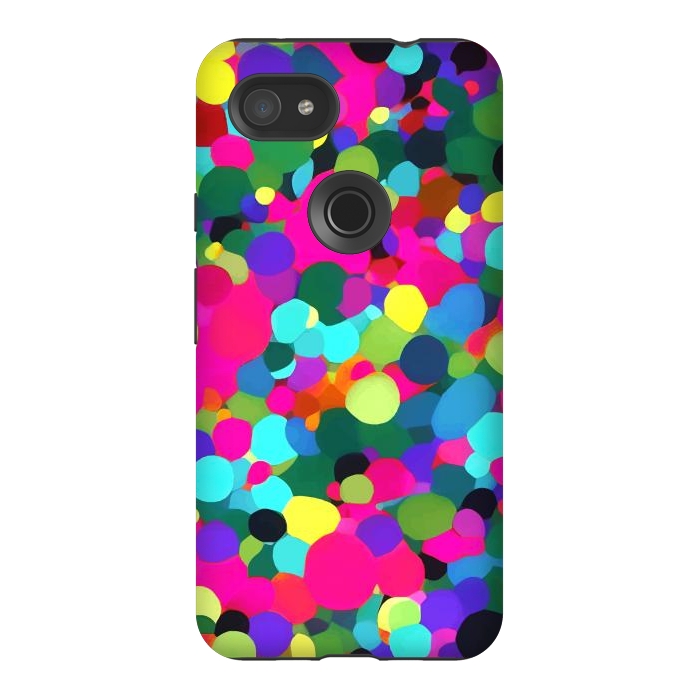 Pixel 3AXL StrongFit A Mess of Colors, Eclectic Colorful Water Balloons, Fun Party Confetti Polka Dots Painting by Uma Prabhakar Gokhale