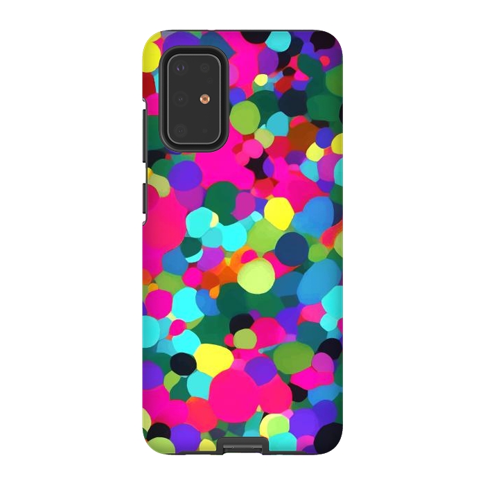Galaxy S20 Plus StrongFit A Mess of Colors, Eclectic Colorful Water Balloons, Fun Party Confetti Polka Dots Painting by Uma Prabhakar Gokhale