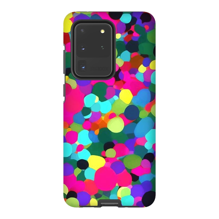 Galaxy S20 Ultra StrongFit A Mess of Colors, Eclectic Colorful Water Balloons, Fun Party Confetti Polka Dots Painting by Uma Prabhakar Gokhale