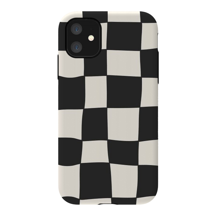 iPhone 11 StrongFit Liquid Grid Black White by ArtPrInk