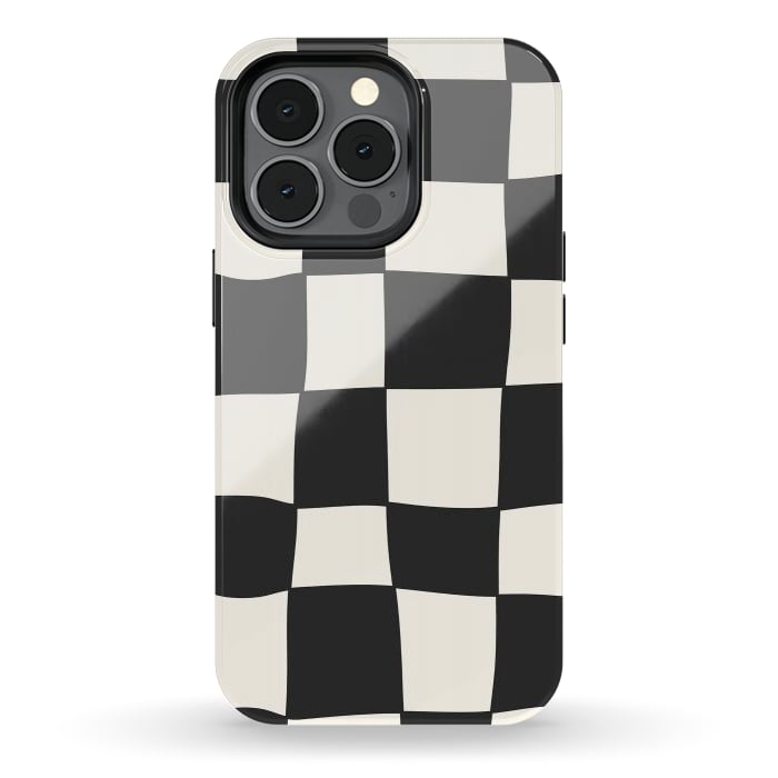 iPhone 13 pro StrongFit Liquid Grid Black White by ArtPrInk