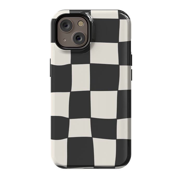 iPhone 14 StrongFit Liquid Grid Black White by ArtPrInk