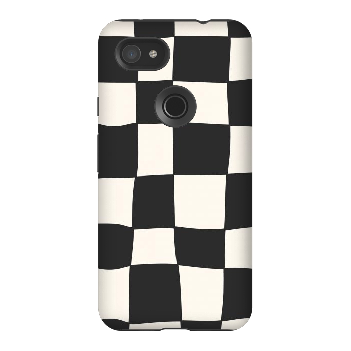 Pixel 3AXL StrongFit Liquid Grid Black White by ArtPrInk