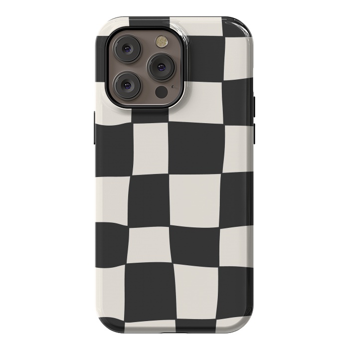 iPhone 14 Pro max StrongFit Liquid Grid Black White by ArtPrInk