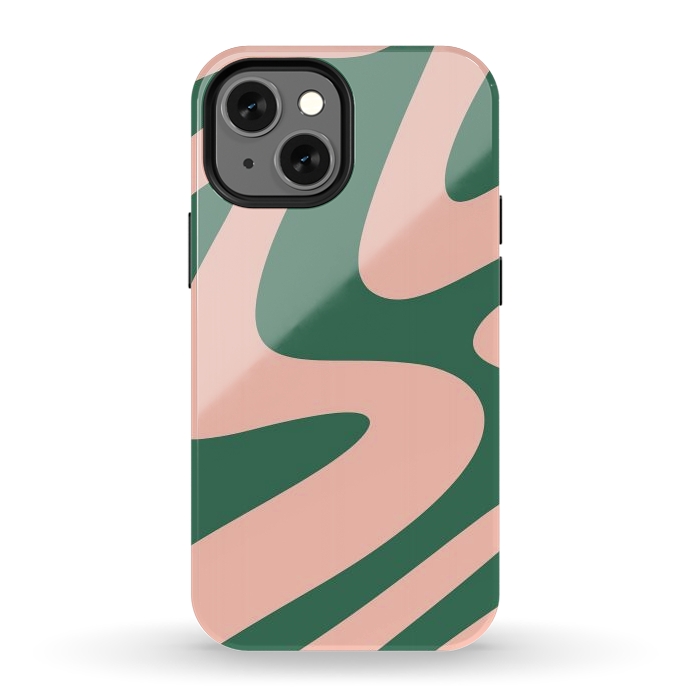 iPhone 13 mini StrongFit Liquid Retro Groovy Green Blush by ArtPrInk