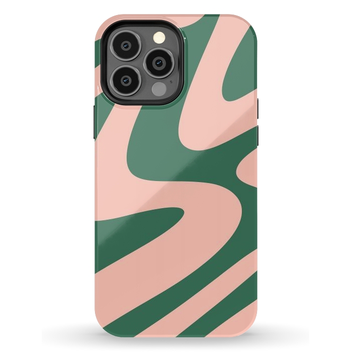 iPhone 13 Pro Max StrongFit Liquid Retro Groovy Green Blush by ArtPrInk