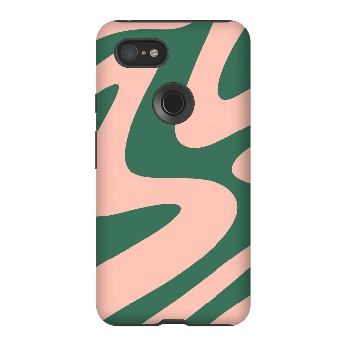 Pixel 3XL StrongFit Liquid Retro Groovy Green Blush by ArtPrInk