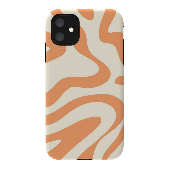 iPhone 11 StrongFit Liquid Retro Groovy Orange by ArtPrInk