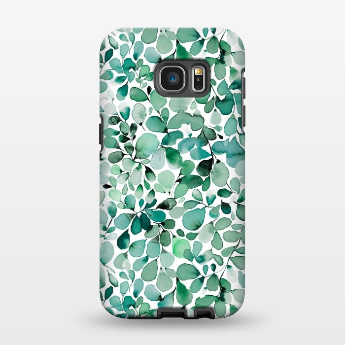 Galaxy S7 EDGE StrongFit Leaffy Botanical Green Eucalyptus by Ninola Design