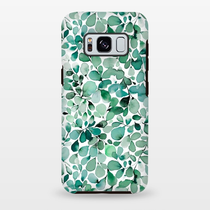 Galaxy S8 plus StrongFit Leaffy Botanical Green Eucalyptus by Ninola Design