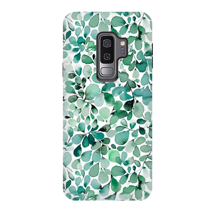 Galaxy S9 plus StrongFit Leaffy Botanical Green Eucalyptus by Ninola Design