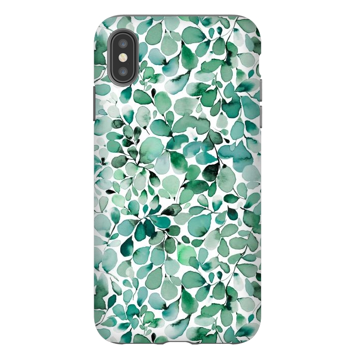 iPhone Xs Max StrongFit Leaffy Botanical Green Eucalyptus by Ninola Design
