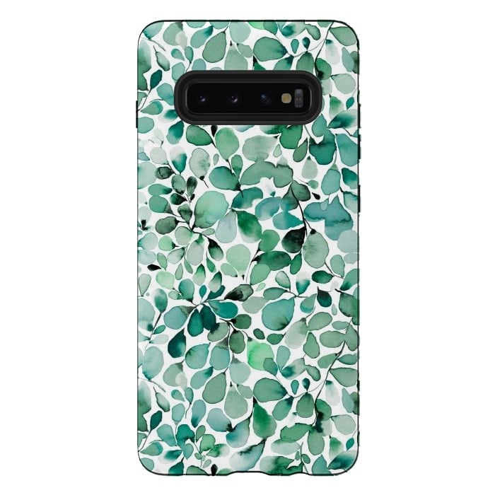 Galaxy S10 plus StrongFit Leaffy Botanical Green Eucalyptus by Ninola Design