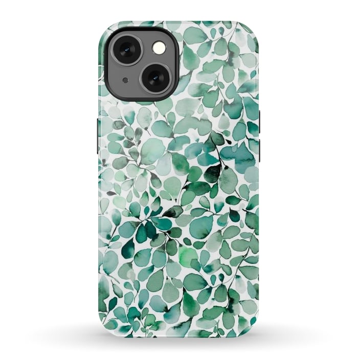 iPhone 13 StrongFit Leaffy Botanical Green Eucalyptus by Ninola Design
