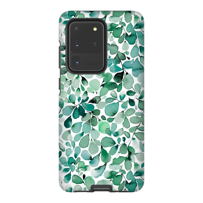 Galaxy S20 Ultra StrongFit Leaffy Botanical Green Eucalyptus by Ninola Design