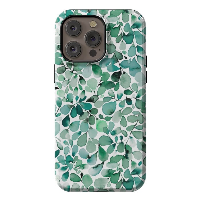 iPhone 14 Pro max StrongFit Leaffy Botanical Green Eucalyptus by Ninola Design