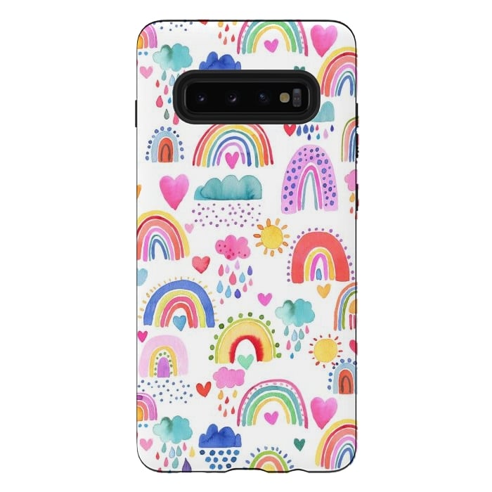 Galaxy S10 plus StrongFit Lovely Colorful Rainbows by Ninola Design
