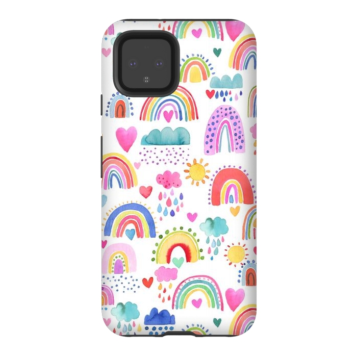 Pixel 4 StrongFit Lovely Colorful Rainbows by Ninola Design