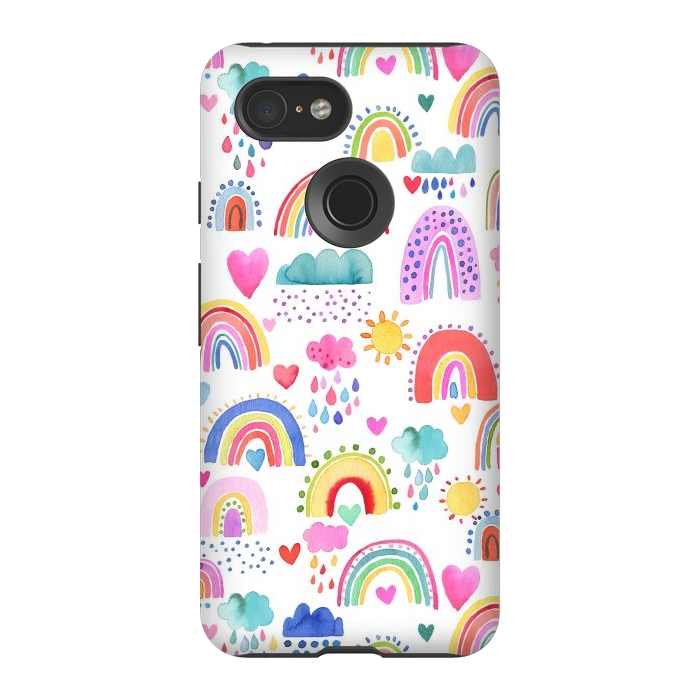 Pixel 3 StrongFit Lovely Colorful Rainbows by Ninola Design