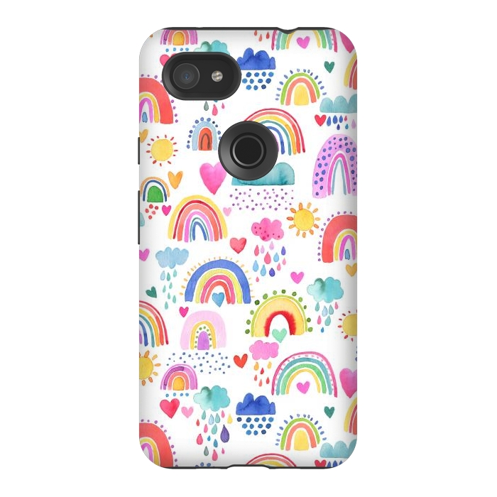 Pixel 3AXL StrongFit Lovely Colorful Rainbows by Ninola Design