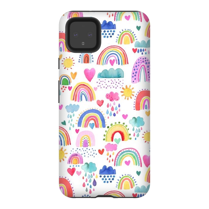 Pixel 4XL StrongFit Lovely Colorful Rainbows by Ninola Design
