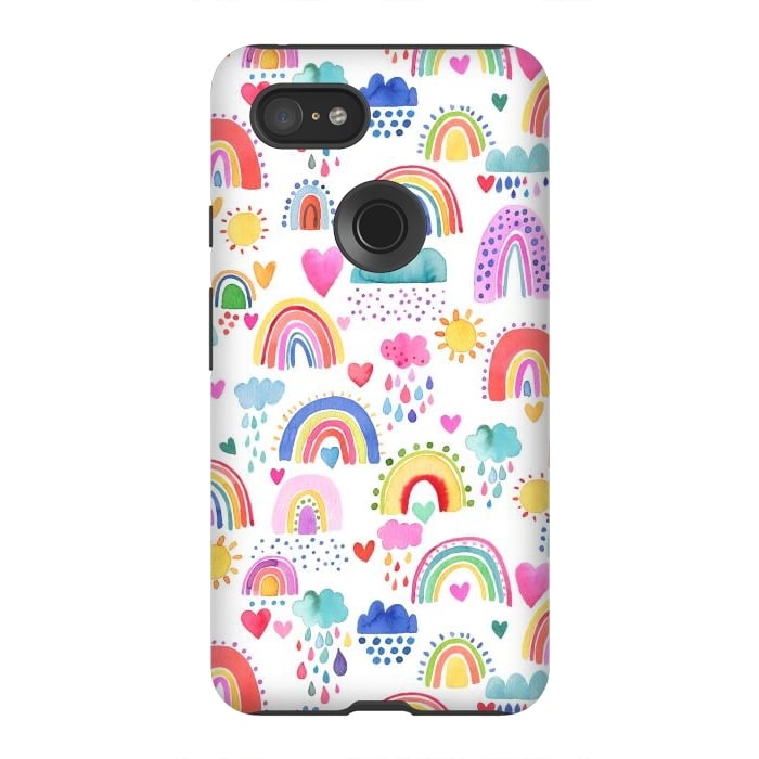 Pixel 3XL StrongFit Lovely Colorful Rainbows by Ninola Design