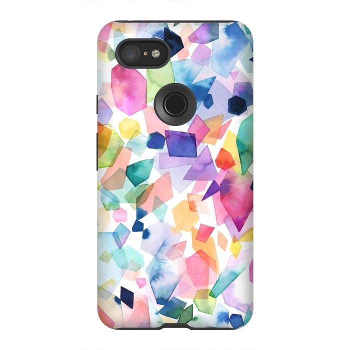 Pixel 3XL StrongFit Colorful Crystals and Gems by Ninola Design