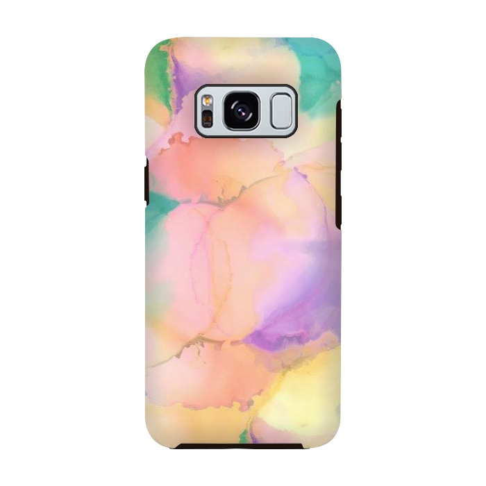 Galaxy S8 StrongFit Rainbow watercolor abstract painting - modern splats by Oana 