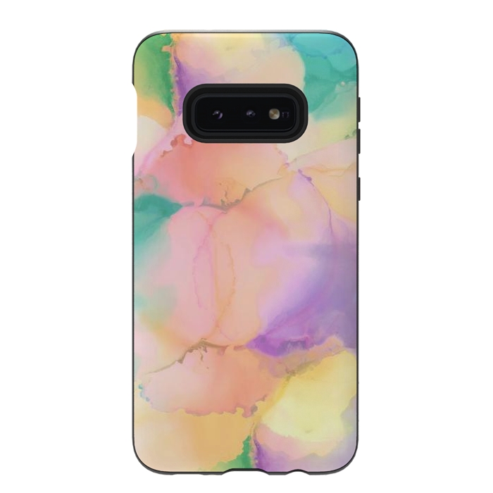 Galaxy S10e StrongFit Rainbow watercolor abstract painting - modern splats by Oana 