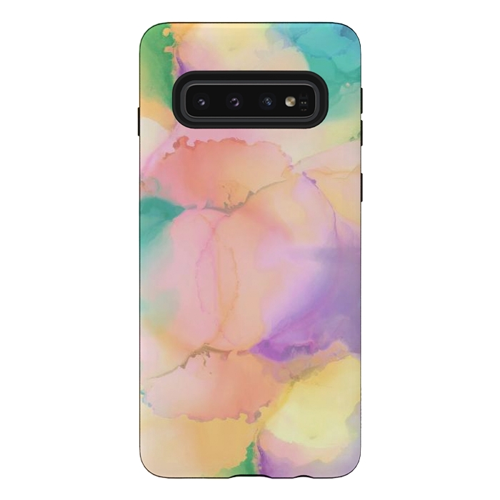 Galaxy S10 StrongFit Rainbow watercolor abstract painting - modern splats by Oana 