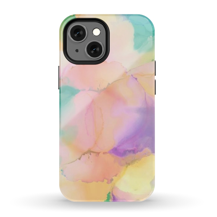 iPhone 12 mini StrongFit Rainbow watercolor abstract painting - modern splats by Oana 