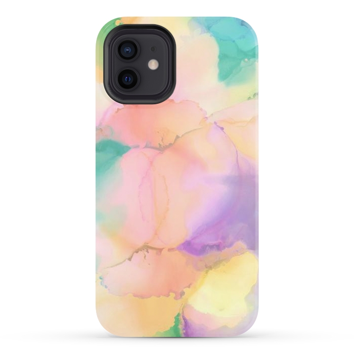 iPhone 12 StrongFit Rainbow watercolor abstract painting - modern splats by Oana 