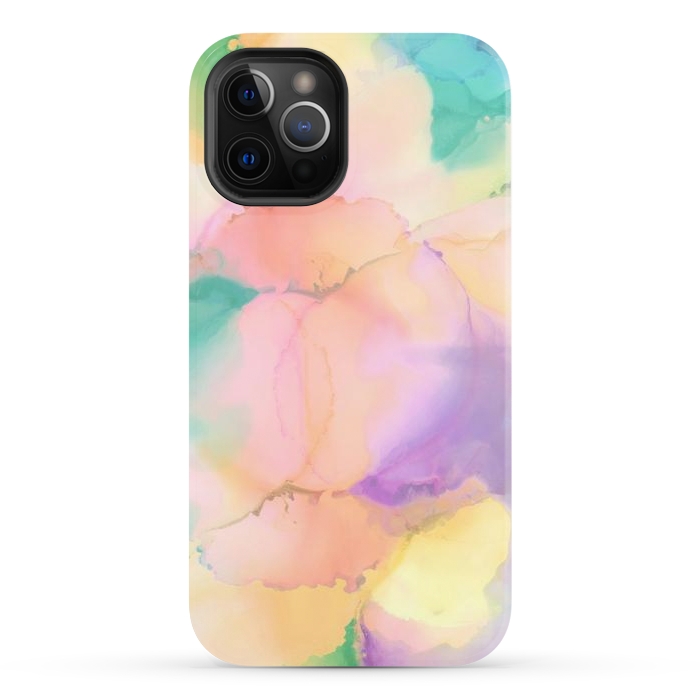 iPhone 12 Pro StrongFit Rainbow watercolor abstract painting - modern splats by Oana 