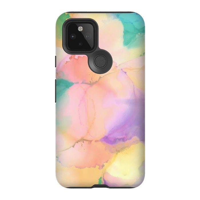 Pixel 5 StrongFit Rainbow watercolor abstract painting - modern splats by Oana 