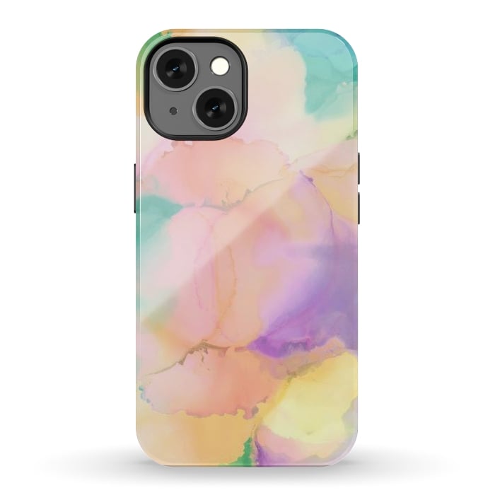 iPhone 13 StrongFit Rainbow watercolor abstract painting - modern splats by Oana 
