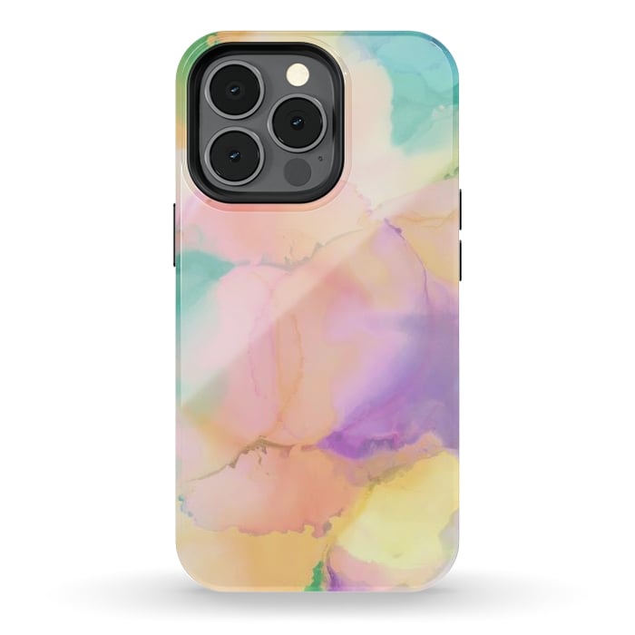 iPhone 13 pro StrongFit Rainbow watercolor abstract painting - modern splats by Oana 
