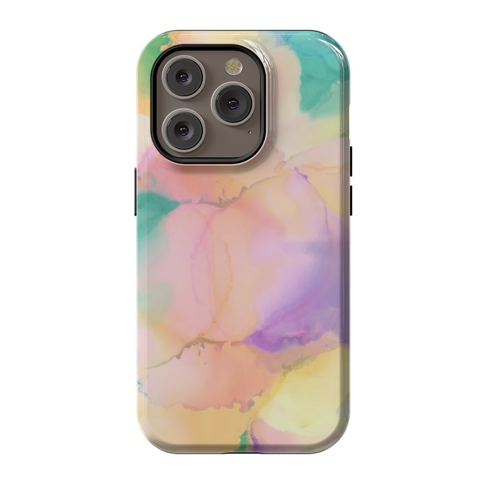 iPhone 14 Pro StrongFit Rainbow watercolor abstract painting - modern splats by Oana 