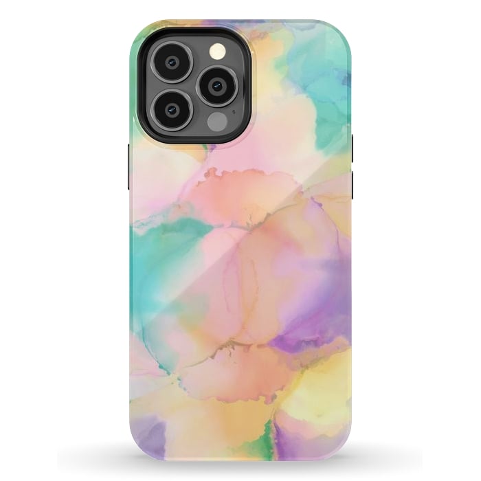 iPhone 13 Pro Max StrongFit Rainbow watercolor abstract painting - modern splats by Oana 