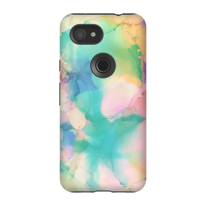 Pixel 3A StrongFit Rainbow watercolor abstract painting - modern splats by Oana 