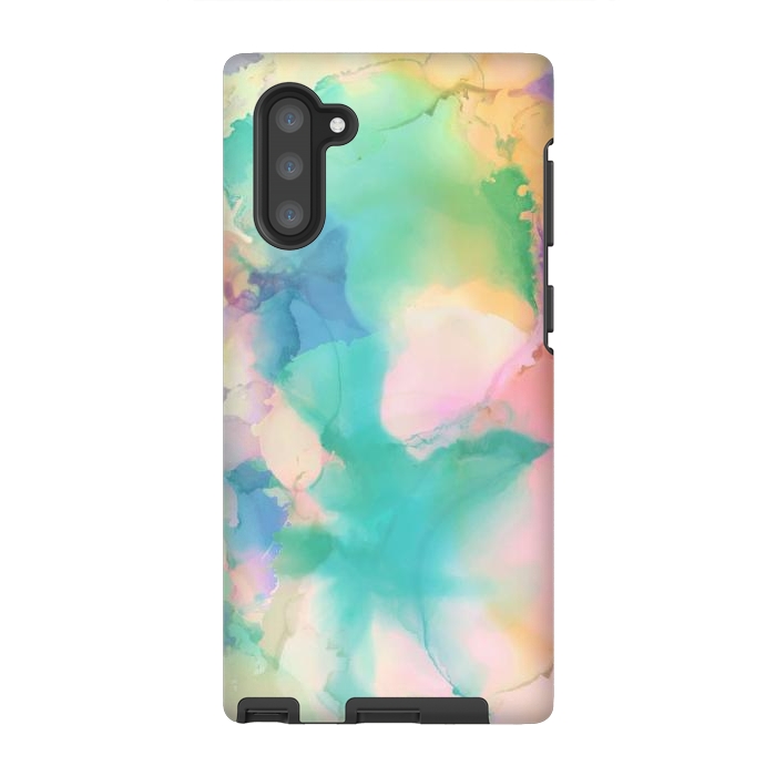 Galaxy Note 10 StrongFit Rainbow watercolor abstract painting - modern splats by Oana 