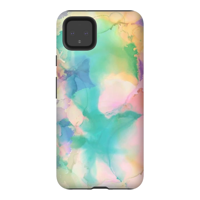 Pixel 4XL StrongFit Rainbow watercolor abstract painting - modern splats by Oana 