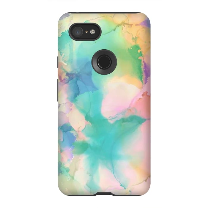 Pixel 3XL StrongFit Rainbow watercolor abstract painting - modern splats by Oana 