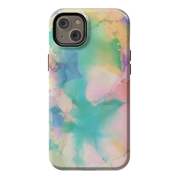 iPhone 14 Plus StrongFit Rainbow watercolor abstract painting - modern splats by Oana 