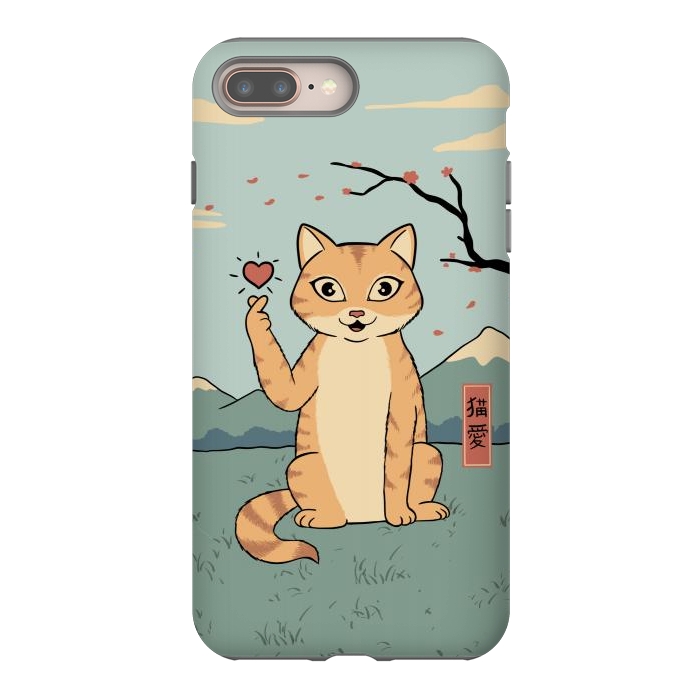 iPhone 8 plus StrongFit Cat finger heart symbol by Coffee Man