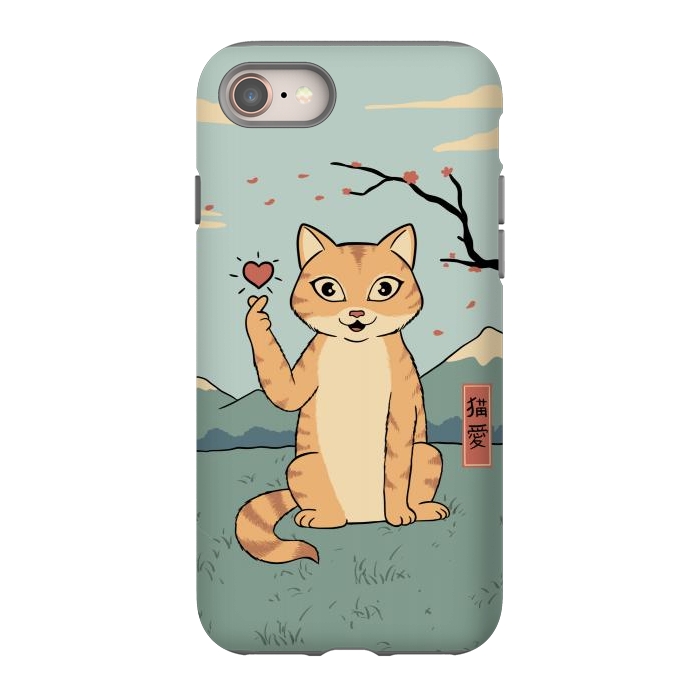 iPhone SE StrongFit Cat finger heart symbol by Coffee Man