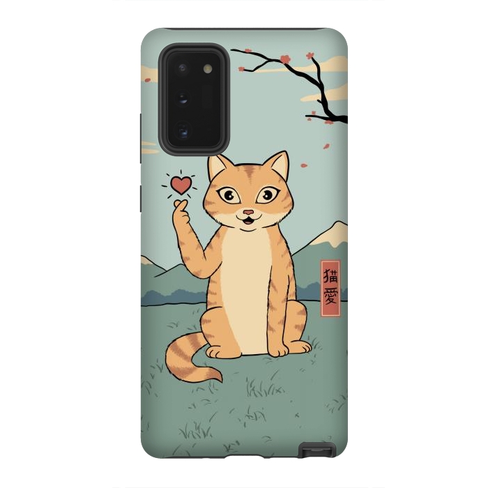 Galaxy Note 20 StrongFit Cat finger heart symbol by Coffee Man