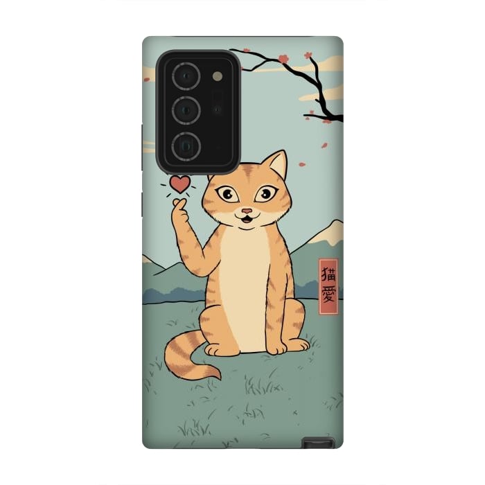 Galaxy Note 20 Ultra StrongFit Cat finger heart symbol by Coffee Man